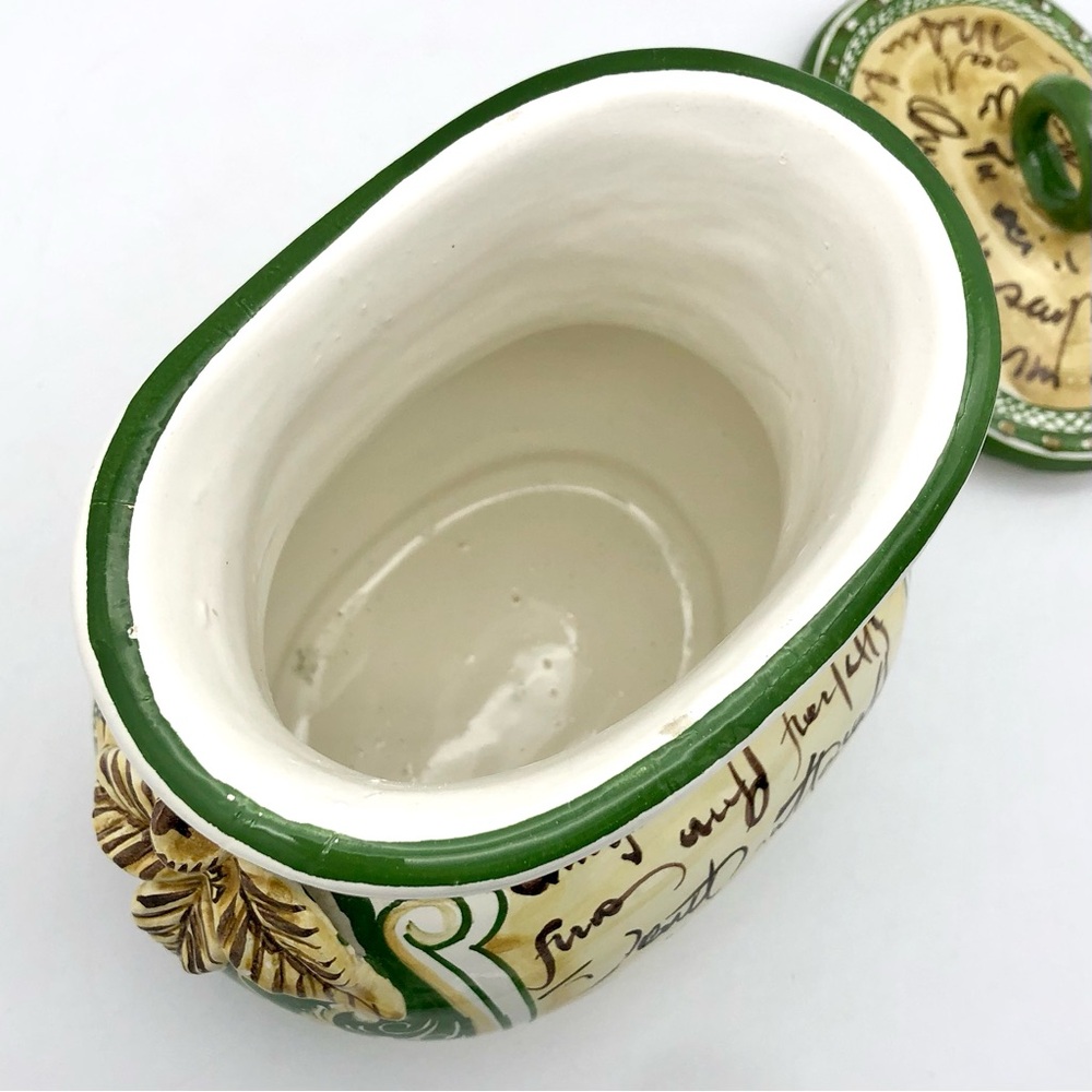 Italian Pottery Sugar Canister Zucchero With Lid Hand Painted Butterfly - Picture 11 of 13